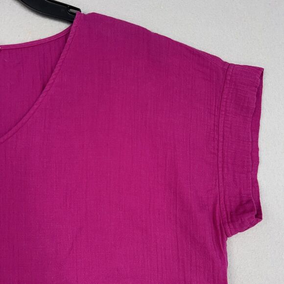 Eileen Fisher Dress Womens Small Magenta Fuchsia Pink Crinkle Gauze Coastal Luxe - Picture 5 of 14